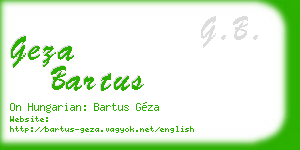geza bartus business card